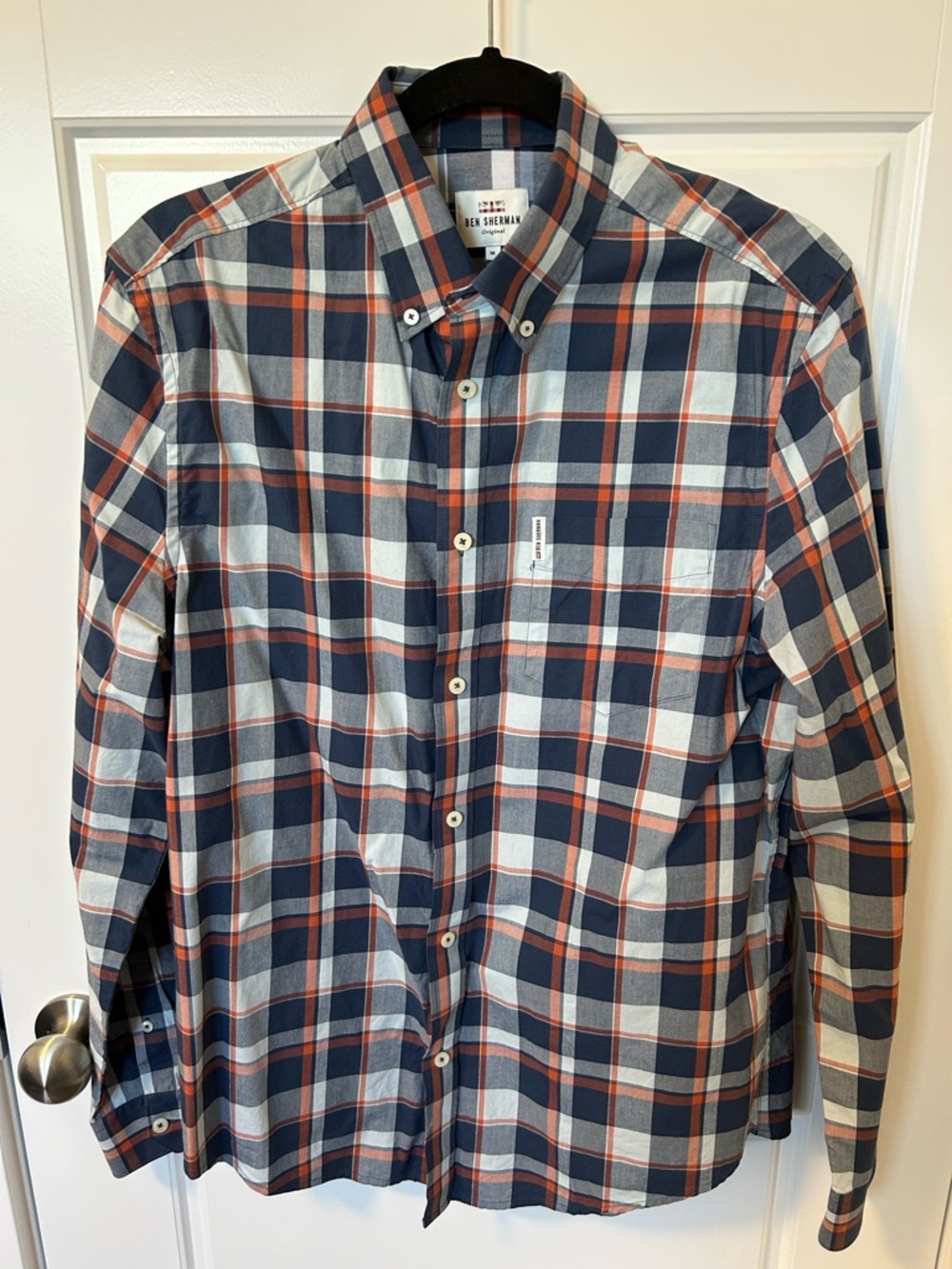 Ben Sherman Navy, Rust and White Plaid Button-Down Shirt